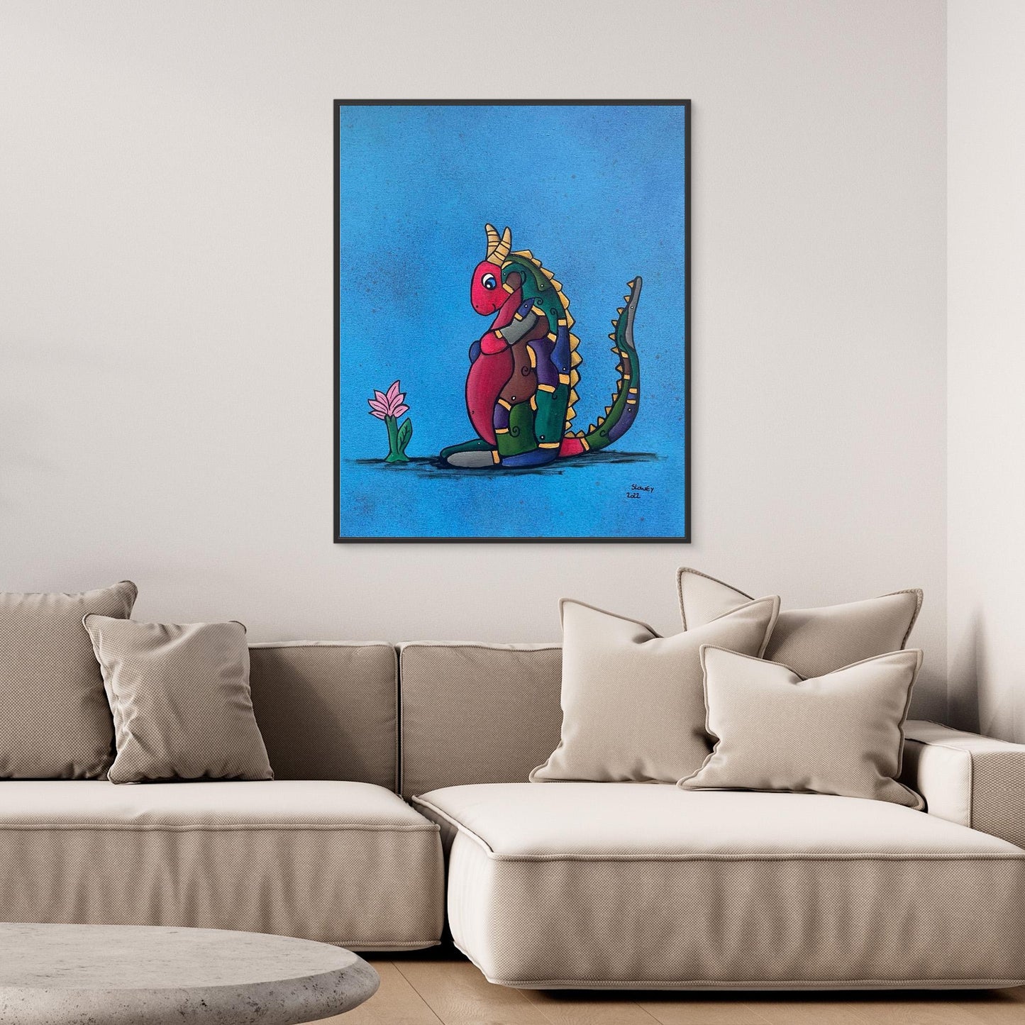 ‘Little Dragon’ Framed, Canvas Print