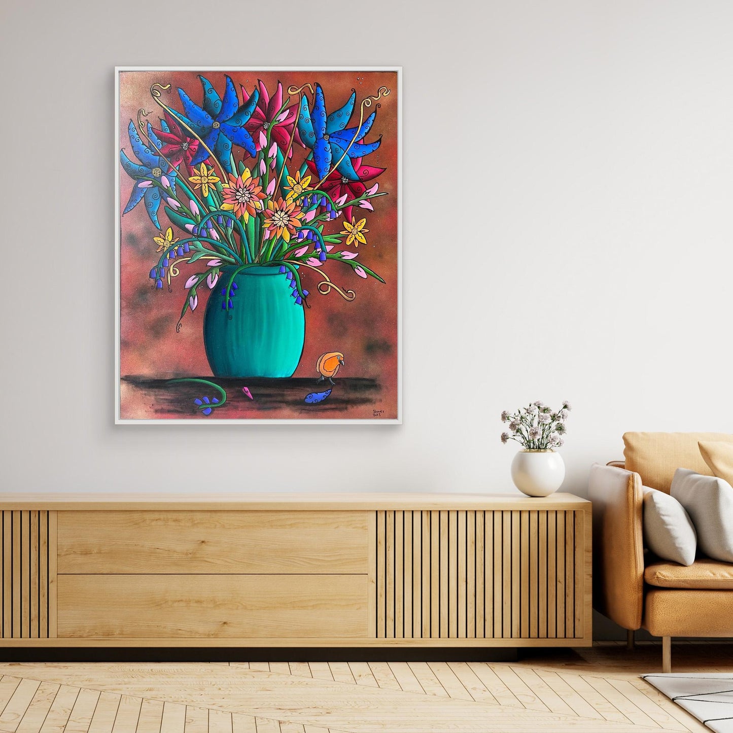 ‘Robin’ Framed Stretched Canvas Print