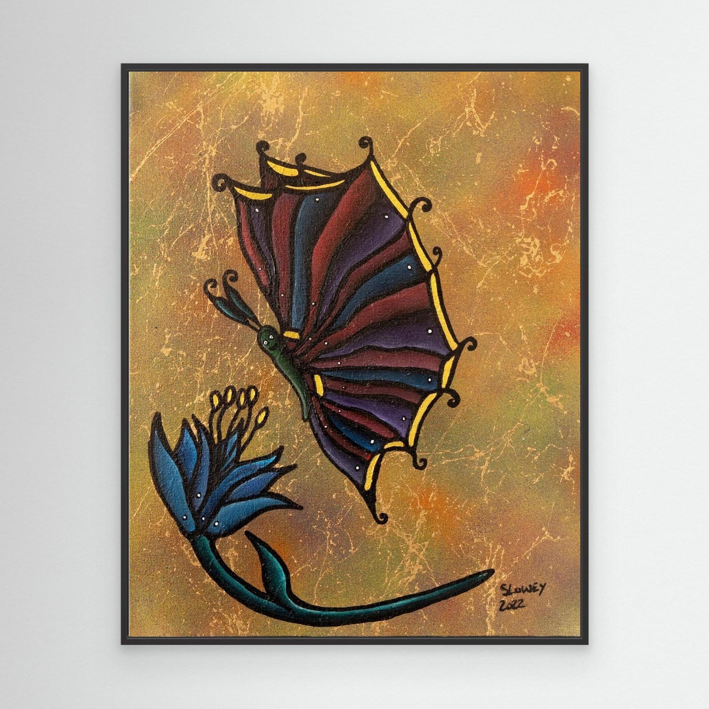 ‘Flutter by’ Framed Canvas Prit