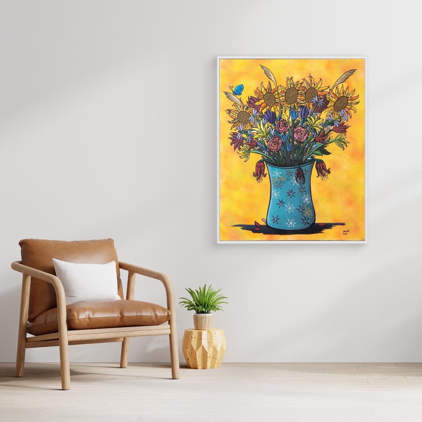 ‘SumFlowers’ Framed Canvas Print