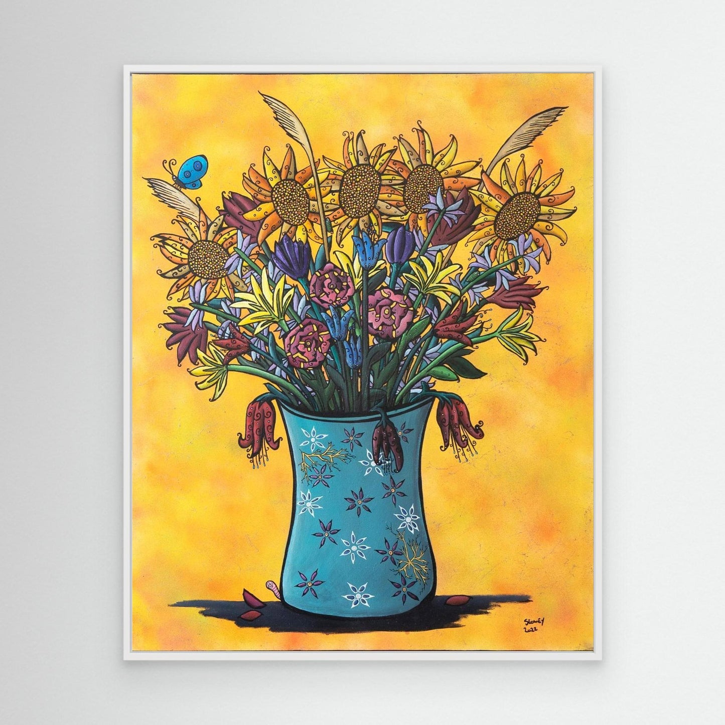 ‘SumFlowers’ Framed Canvas Print