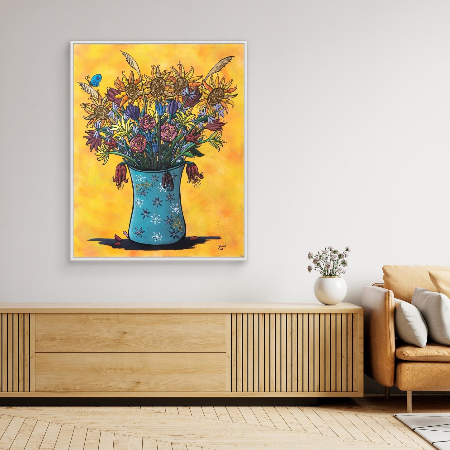 ‘SumFlowers’ Framed Canvas Print