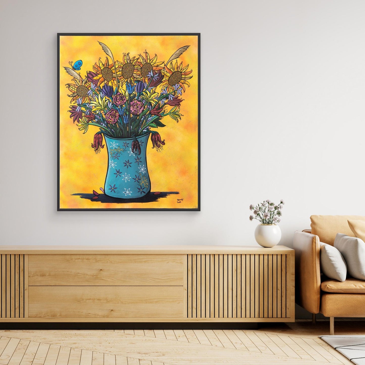 ‘SumFlowers’ Framed Canvas Print