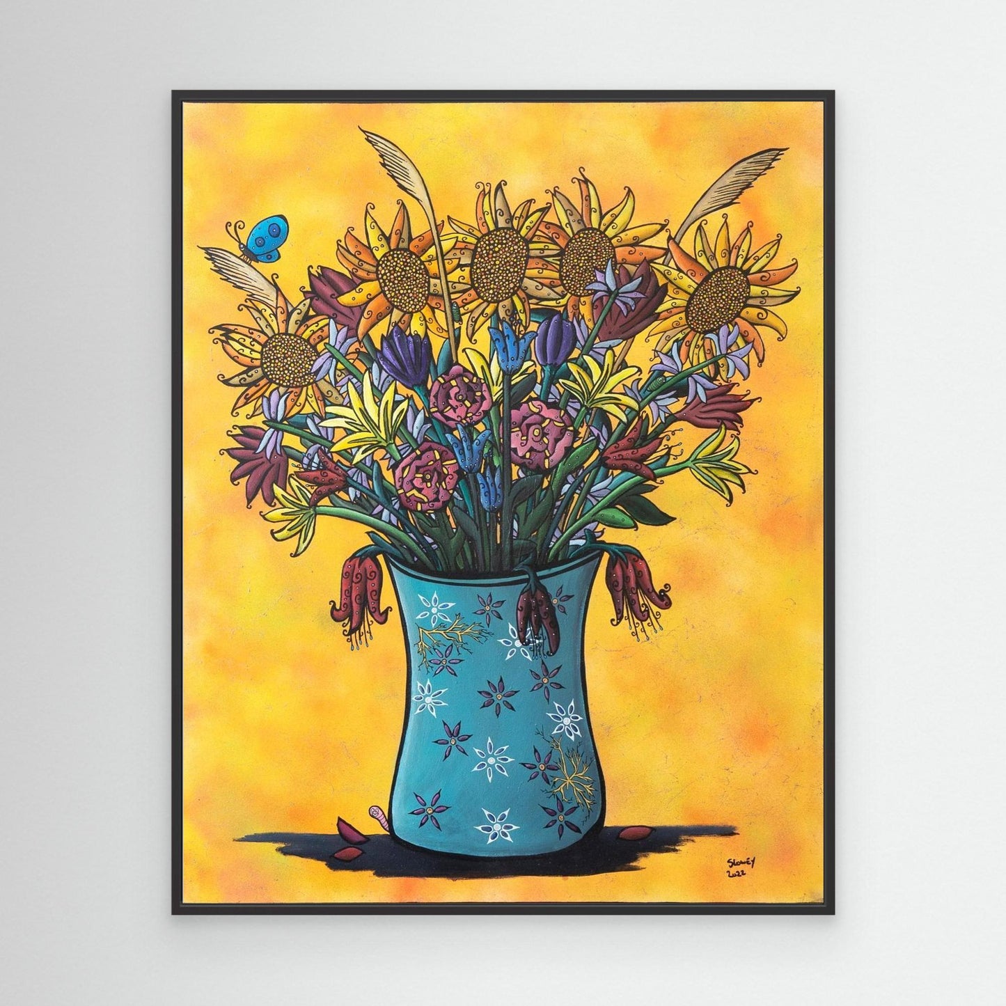 ‘SumFlowers’ Framed Canvas Print