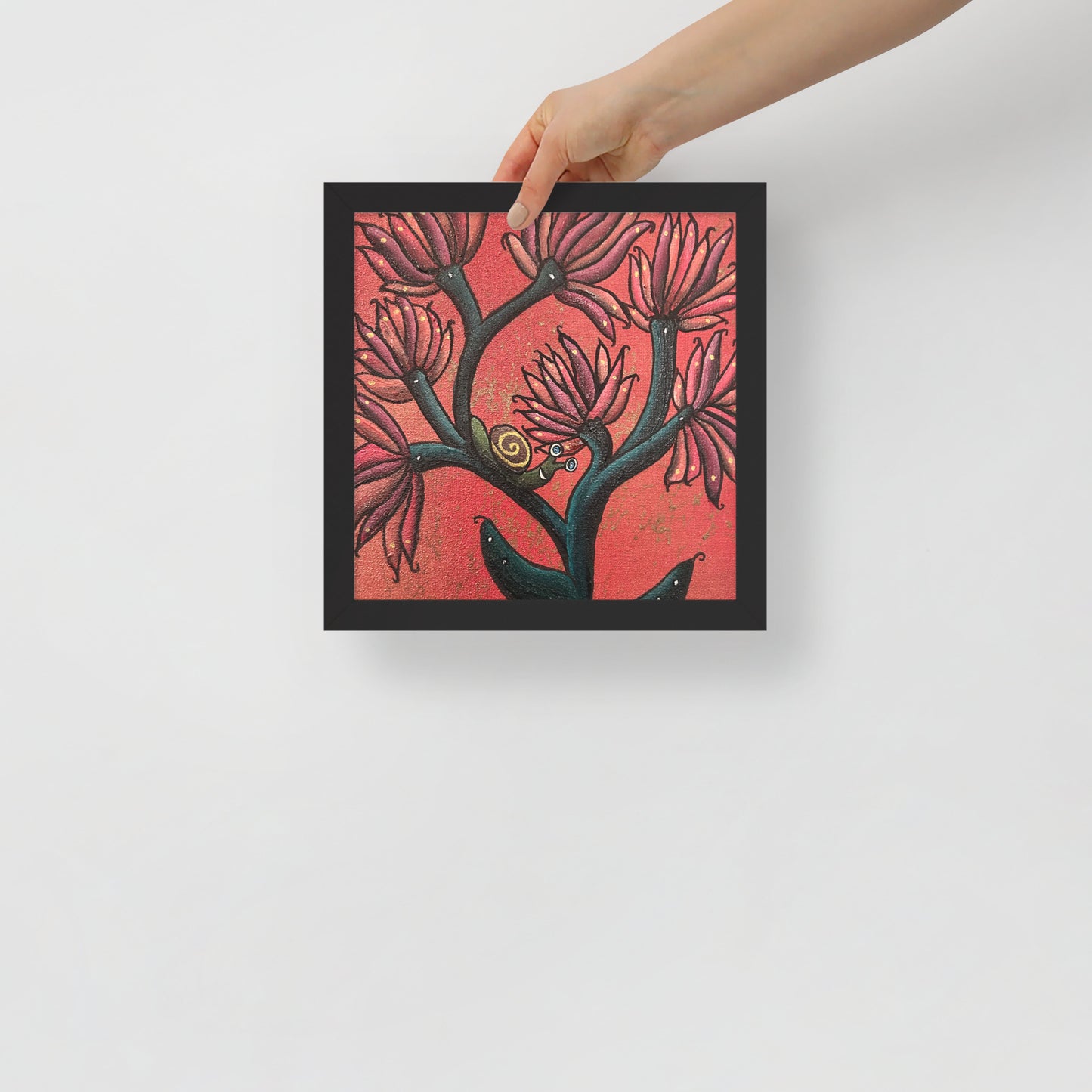 Happy Snail, Framed photo paper poster