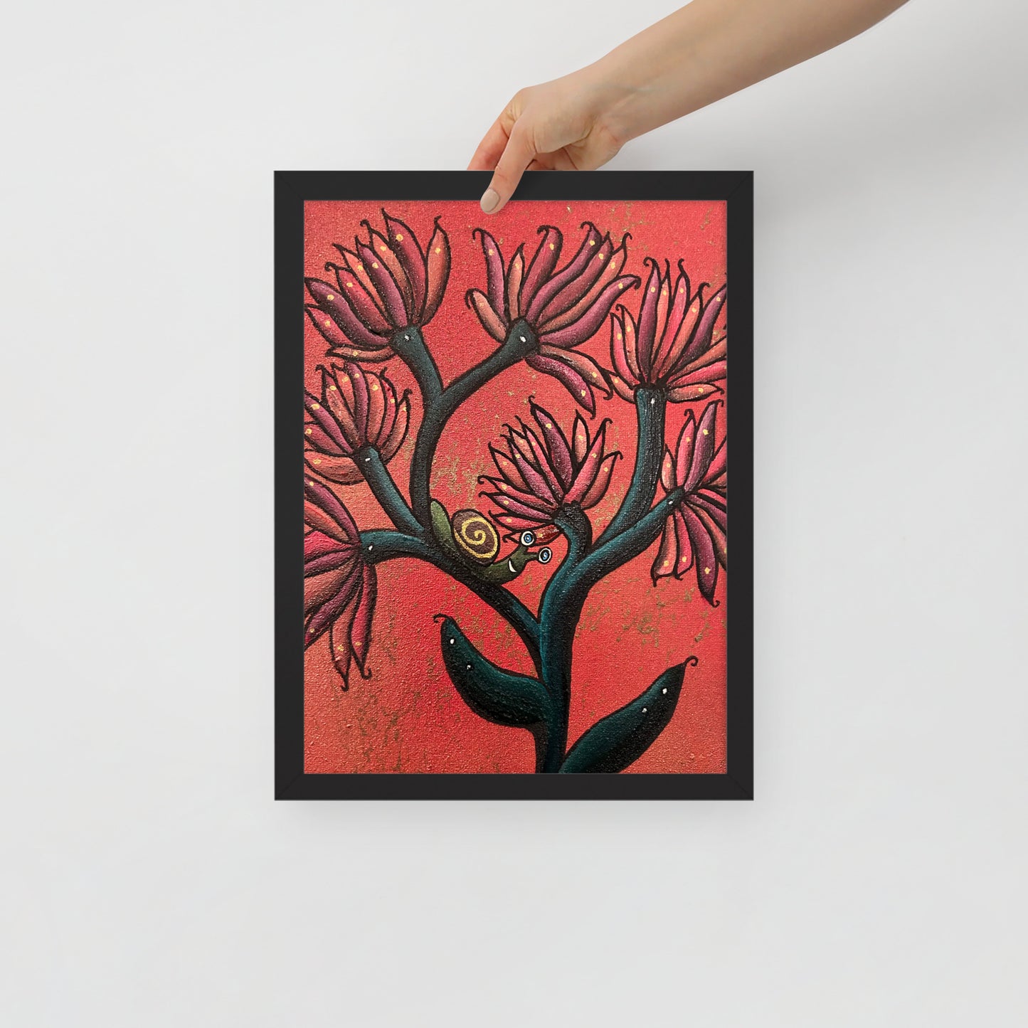 Happy Snail, Framed photo paper poster