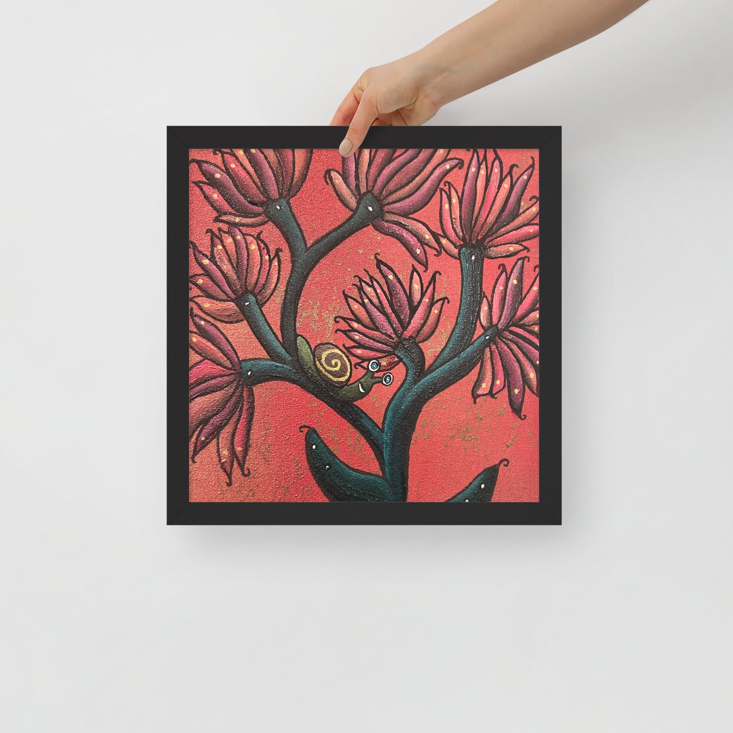 Happy Snail, Framed photo paper poster