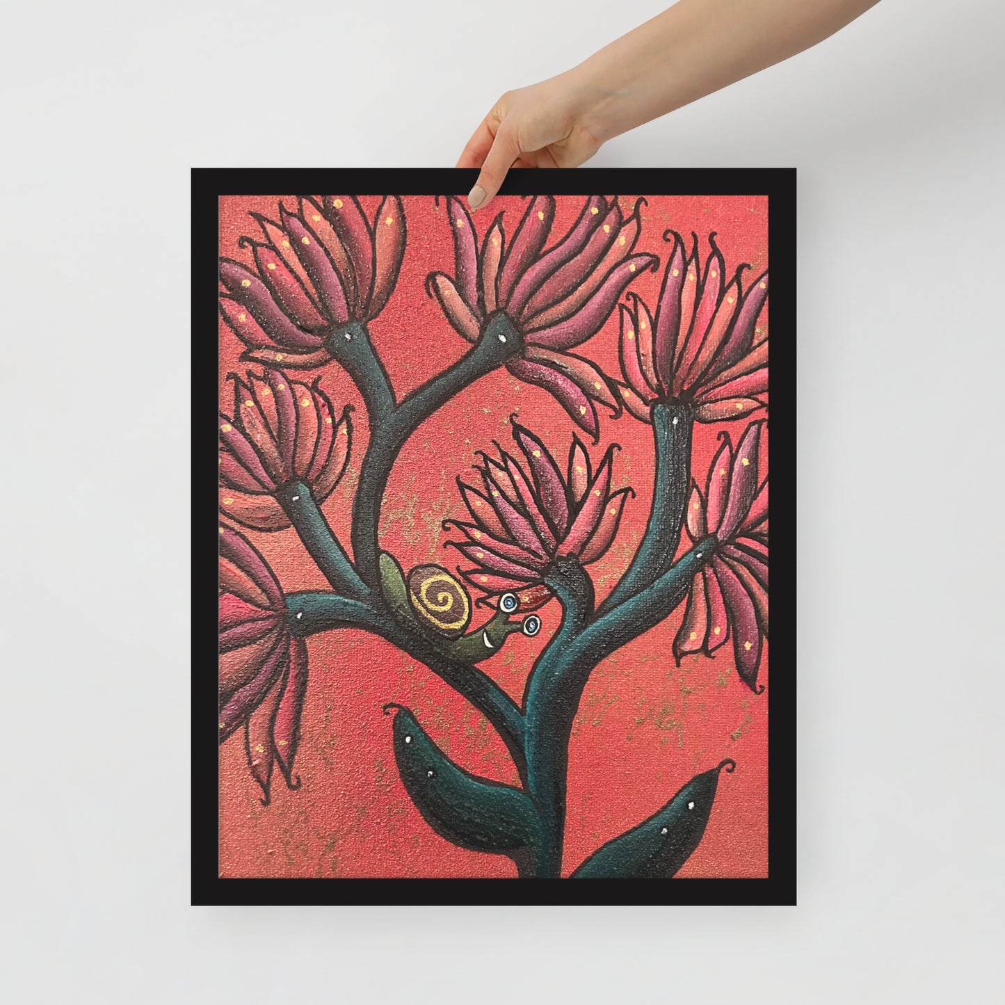 Happy Snail, Framed photo paper poster