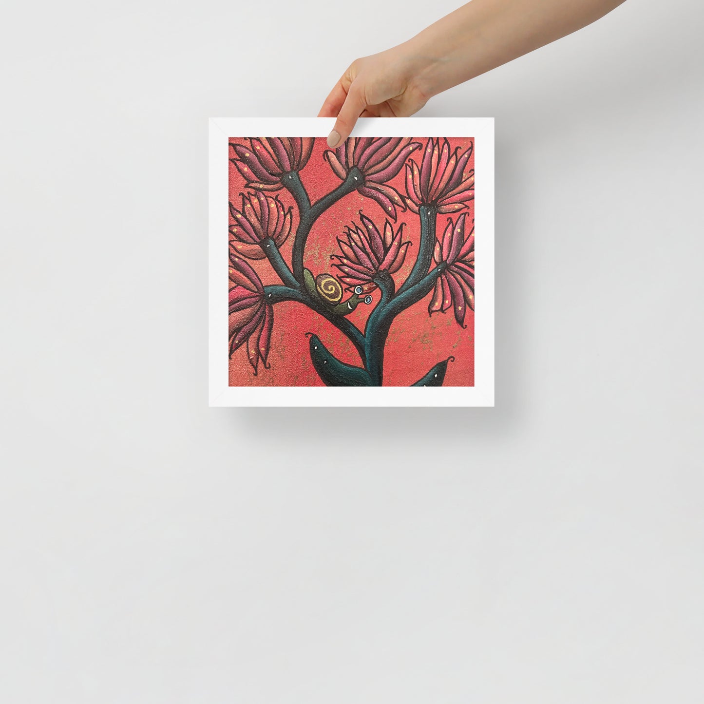 Happy Snail, Framed photo paper poster