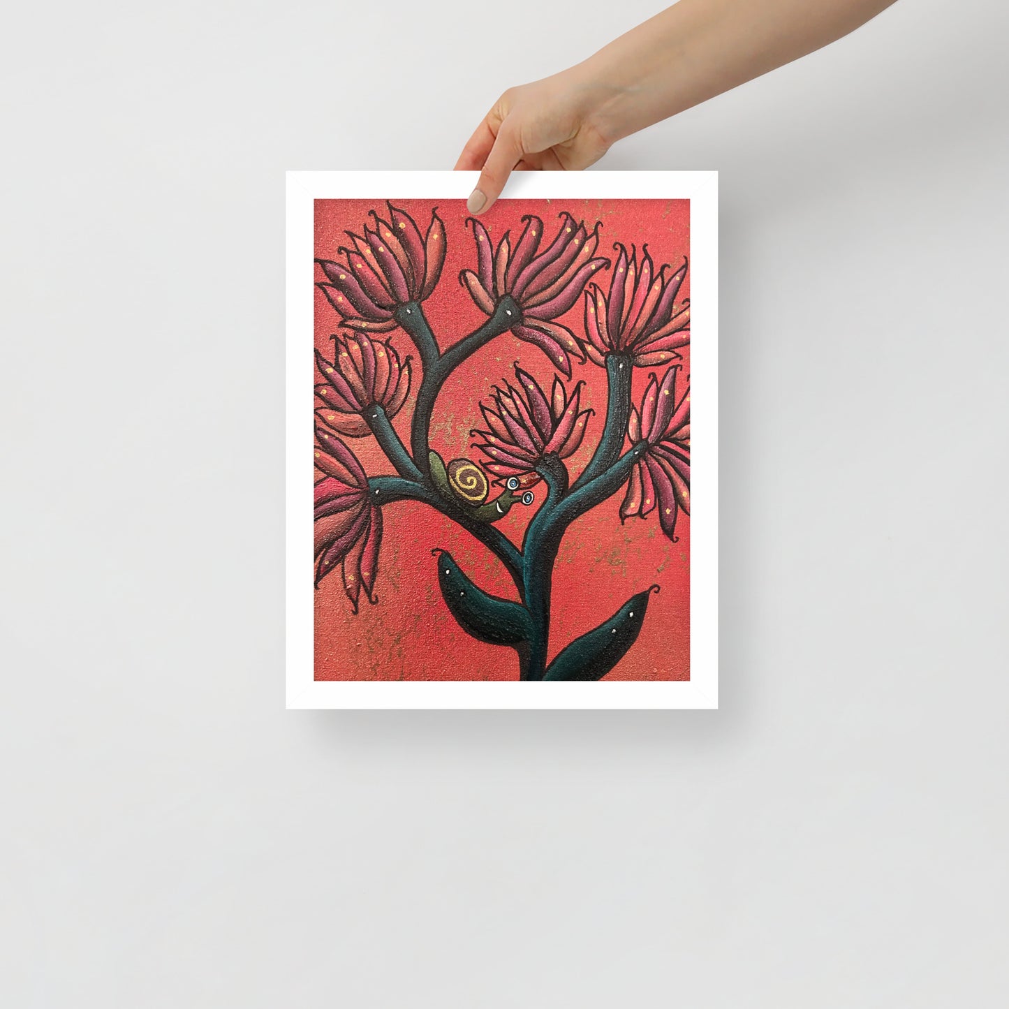 Happy Snail, Framed photo paper poster