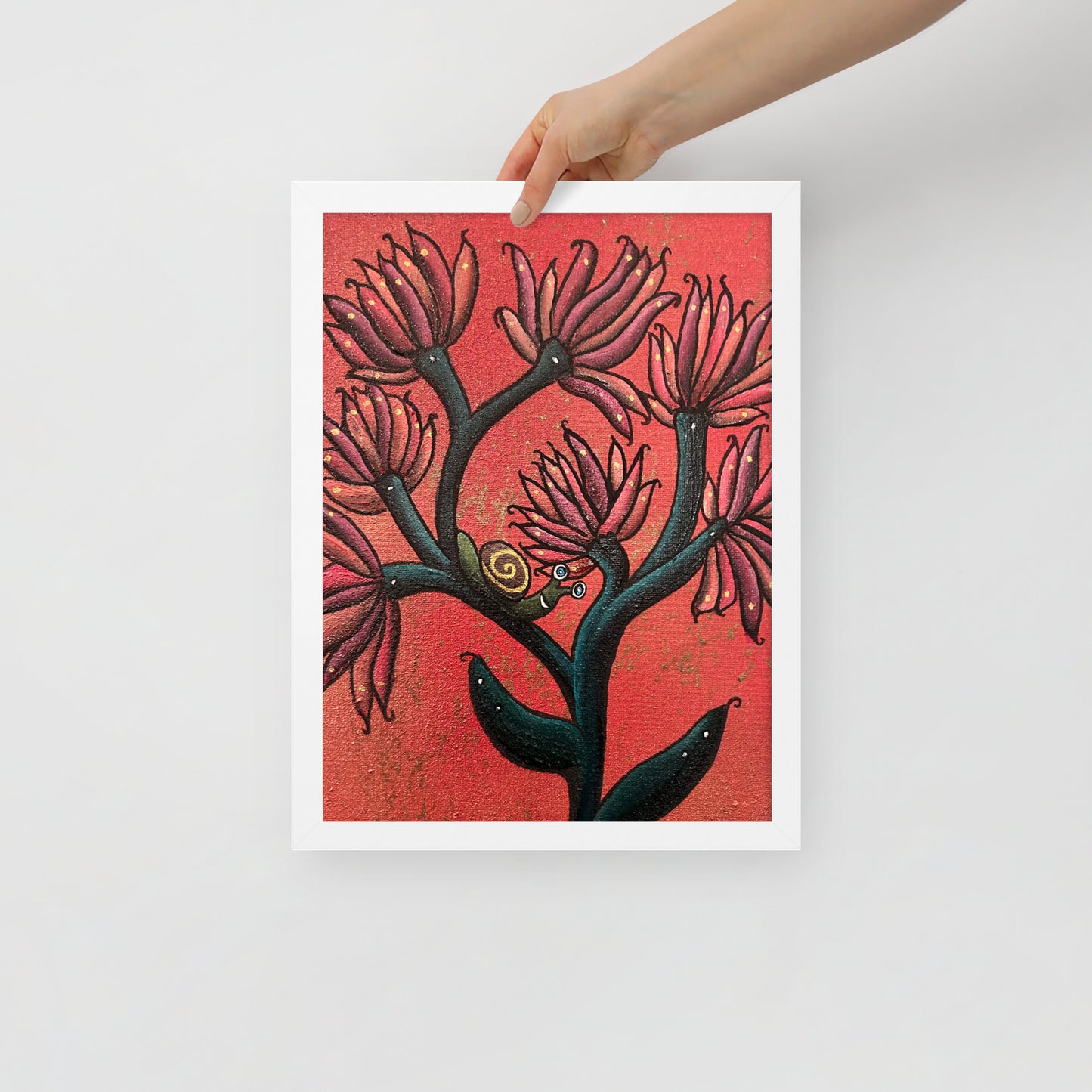 Happy Snail, Framed photo paper poster