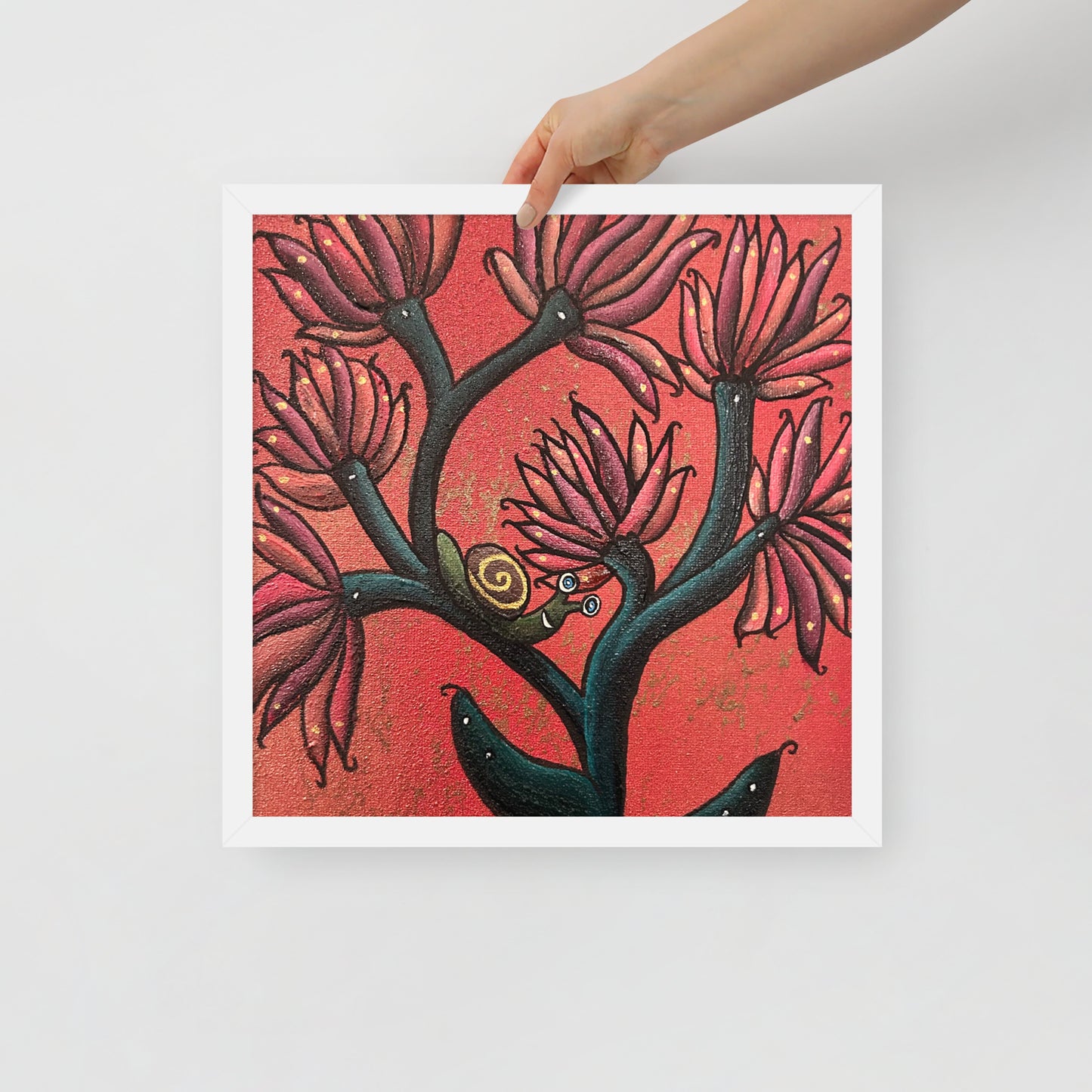 Happy Snail, Framed photo paper poster