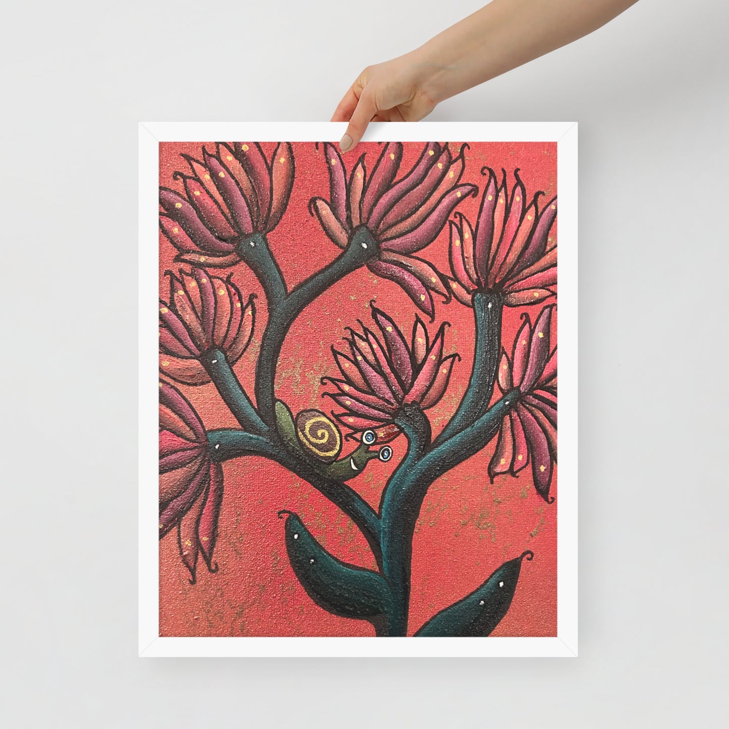 Happy Snail, Framed photo paper poster