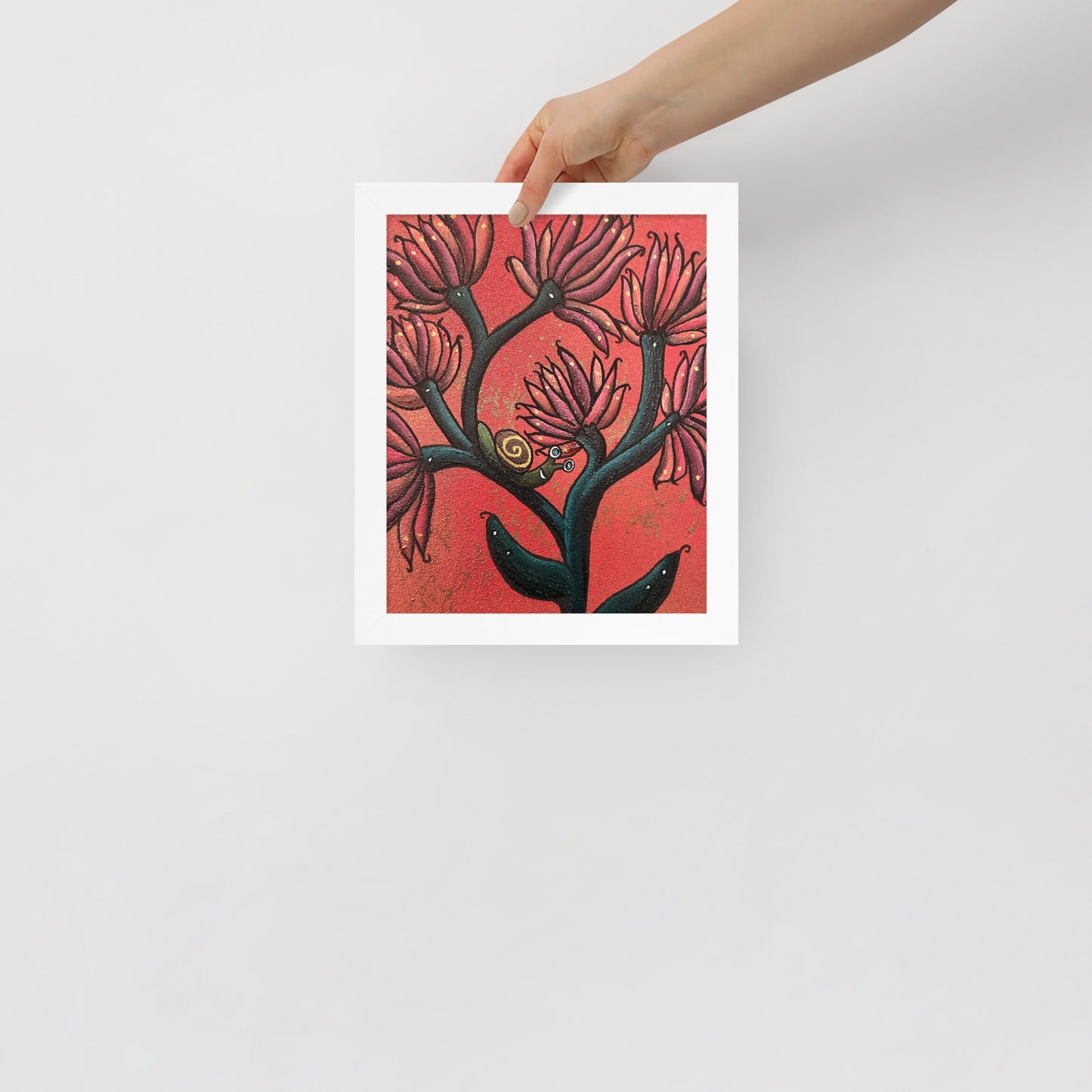 Happy Snail, Framed photo paper poster