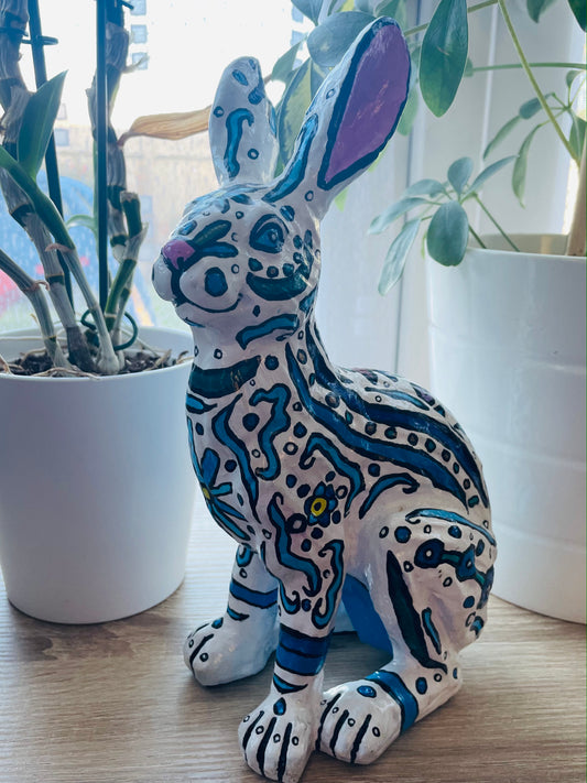 (Sold) ‘Blue Rabbit’ painted object