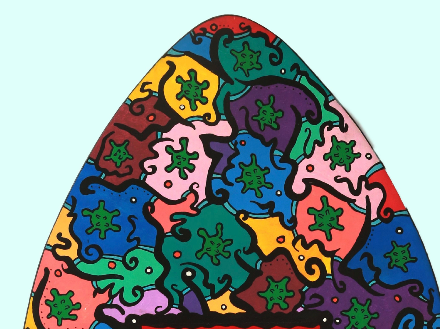 ‘Keep Calm And Ride The Wave’ Painted skim board. (60x90cm)