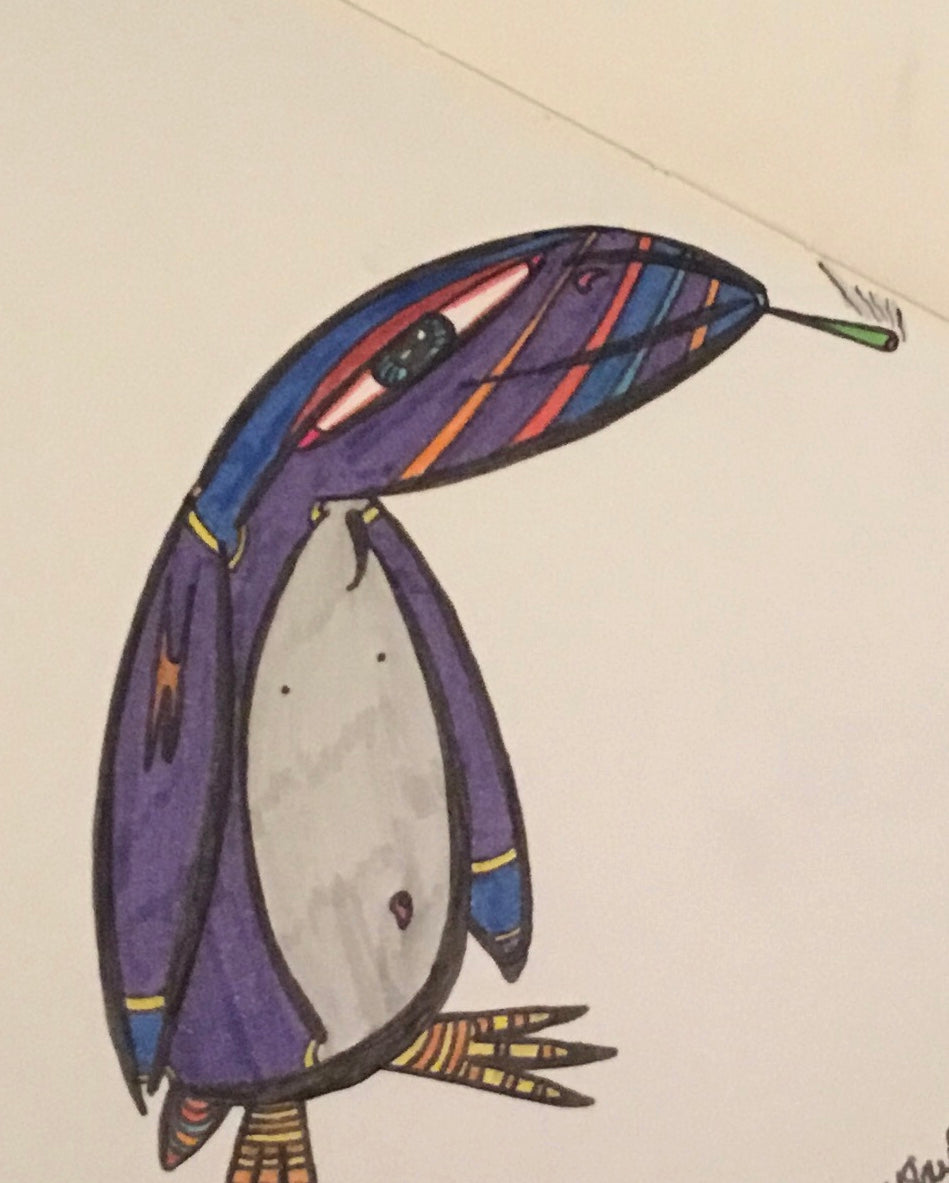 (Sold) ‘Puff Puff Puffin’ 105 x 80 CM