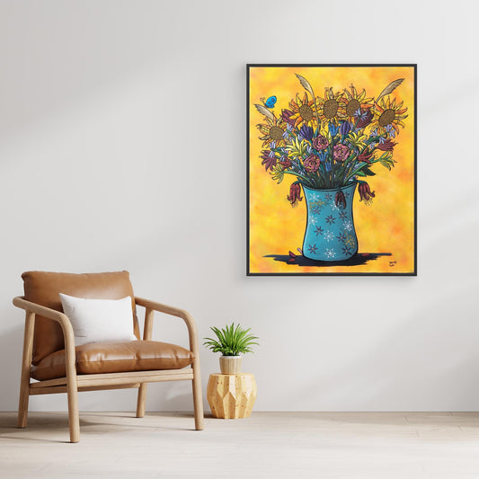 ‘SumFlowers’ Framed Canvas Print