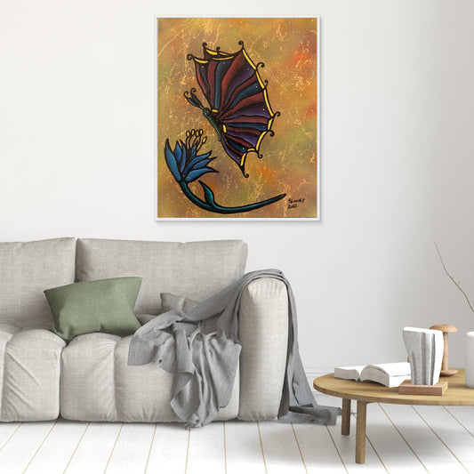 ‘Flutter by’ Framed Canvas Prit