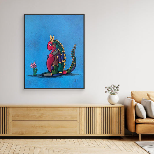 ‘Little Dragon’ Framed, Canvas Print 