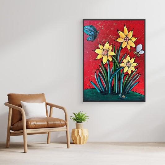 ‘Flóral’ Framed Stretched Canvas Print