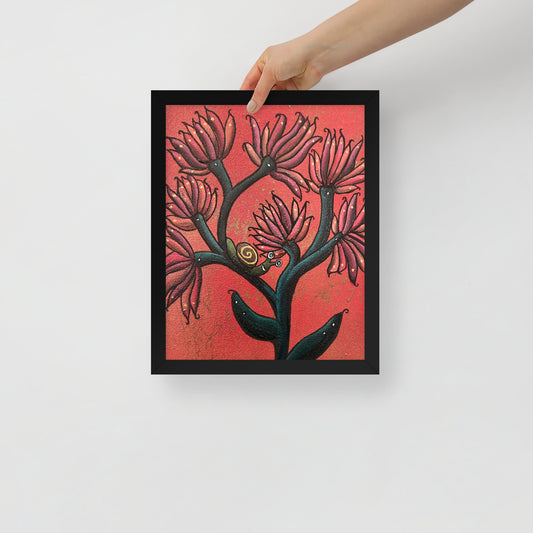 Happy Snail, Framed photo paper poster