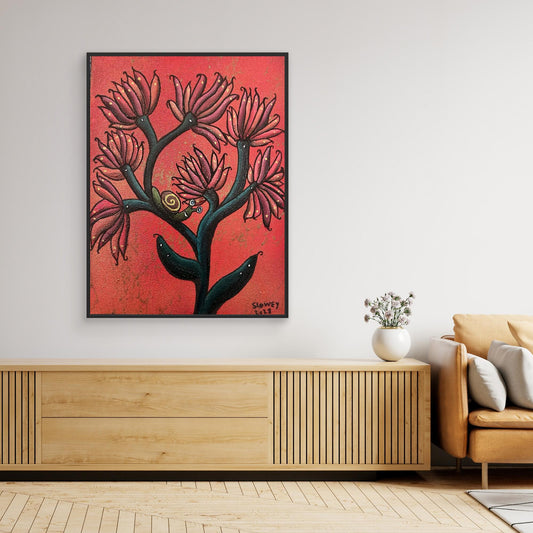 ‘Happy Snail’ Framed, Stretched Canvas Print