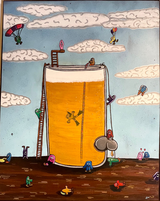 (Sold) Boozy Business (100 x 80cm) Mixed Media