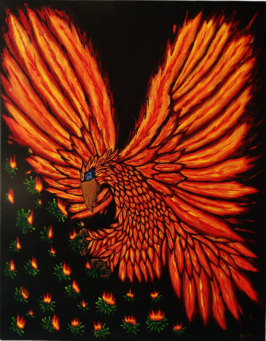 Original painting. ‘The Phoenix’ (100 x 80 CM) Mixed Media